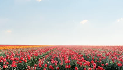 Cercles muraux Tulipe champ de tulipes avec ciel