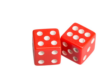 Two dice showing five and six