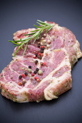 Pork chops, pepper and rosemary marinade.