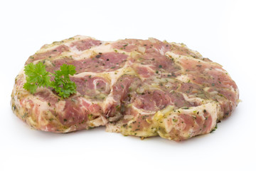 Pork chop, marinated. Isolated on the white background.