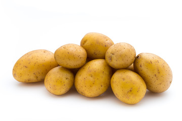 Raw potato isolated on white background.