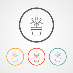 cannabis stroke line logo icon with various color