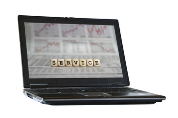 Service word built with letter cubes