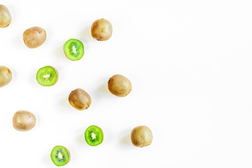 healthy food with kiwi on white desk background top view space for text