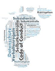 Code of conduct word cloud shaped as a feed