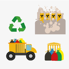 Fototapeta premium garbage illustration, Set of trash icons over white color backdrop