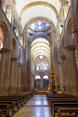 Fototapeta na wymiar Spain, Santiago de Compostela. Pilgrimage cathedral of Santiago de Compostela. UNESCO World Heritage Site. Inside cathedral.