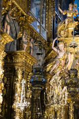 Spain, Santiago de Compostela. Pilgrimage cathedral of Santiago de Compostela. UNESCO World Heritage Site. Inside cathedral.