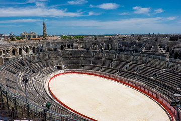 France, Nimes, Roman Amphitheater or arena built 70 AD.  It was historically used for bull fighting...