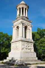 France, Saint Remy de Provence in Southern France, Glanum, a ruined Greco-Roman city that lay buried in the earth for 17 centuries and was excavated in 1921.Mausoleum of the Julii (about 40 BCE).