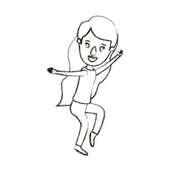 blurred silhouette caricature full body woman with long wavy hair dancing vector illustration