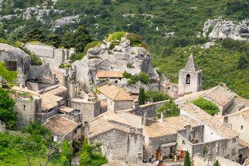 Fototapeta na wymiar Europe,France,Les Baux de Provence,Les Baux Valley, views of the old city from the Castle keep. 
