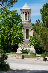 Fototapeta na wymiar France, South of France, St. Remy, Glanum, fortified Roman town in Provence. Mausoleum of the Julii