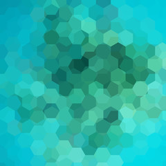 Vector background with blue, green hexagons. Can be used in cover design, book design, website background. Vector illustration