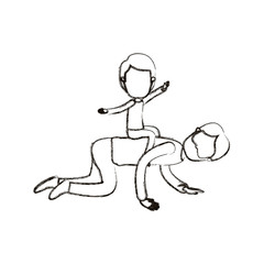 blurred silhouette caricature faceless bearded father with boy playing the horse on his back vector illustration