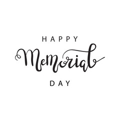 Vector isolated handwritten lettering for Memorial Day on white background. Vector calligraphy for greeting card, decoration and covering. Concept of Happy Memorial Day.