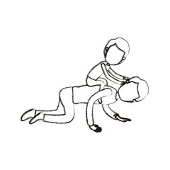 blurred silhouette caricature faceless father with boy playing the horse on his back vector illustration