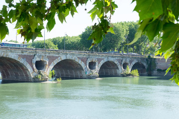 Europe,France,Toulouse, Pont Neuf bridge over the Garonne River.