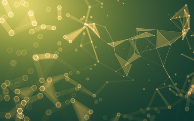 Abstract polygonal space low poly dark background, 3d rendering