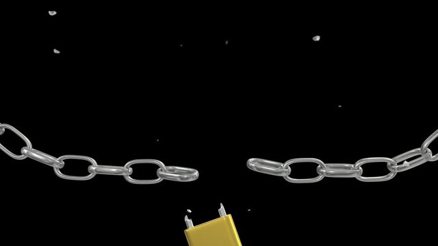 Padlock breaking chains unlock lock security safety protection hack password 4k