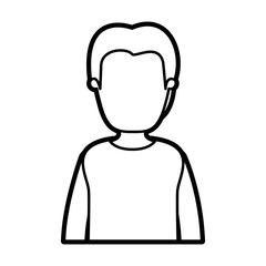 black thick contour caricature faceless half body man with coat vector illustration