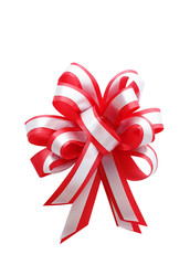 Ribbon bow isolated on white background. Christmas decoration.