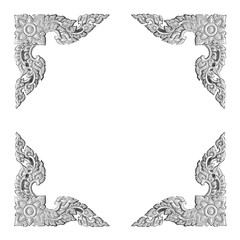 old decorative frame - handmade, engraved - isolated on white  background