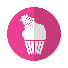 isolated cupcake with a strawberry on the top icon vector illustration graphic design 
