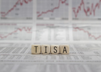 TISA word built with letter cubes