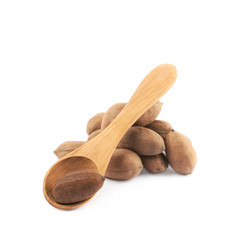 Pile of pecan nuts isolated