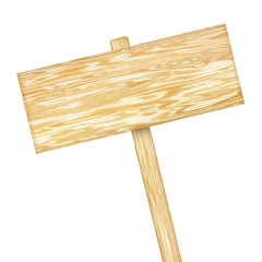 Wooden sign isolated on white background.