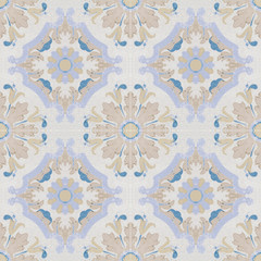 Old ceramic tiles patterns background in the park public