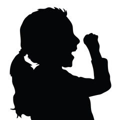 children silhouette figure in black color illustration