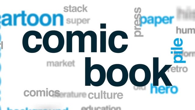 Comic book animated word cloud, text design animation.