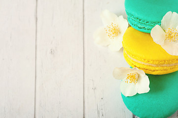 Vintage pastel colored French macaroons or macarons