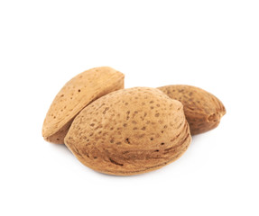 Pile of almond nuts isolated