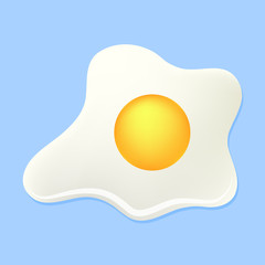 Fried egg on a blue background. Vector illustration