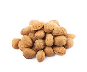 Pile of almond nuts isolated