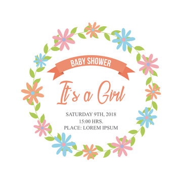 its a girl baby shower related icons image vector illustration design