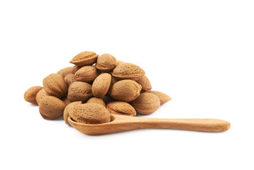 Pile of almond nuts isolated