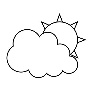 sun and cloud icon over white background. vector illustration