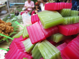 thai layer sweet cake, thailand traditional snack called kanom chan