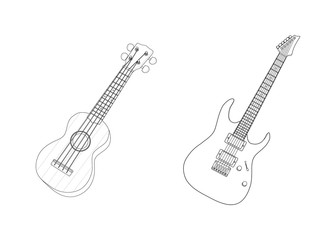 Obraz na płótnie Canvas electric guitar and ukulele lines