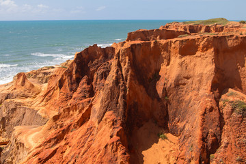 Fototapeta na wymiar Cliff and beach at Morro Branco, Brazil