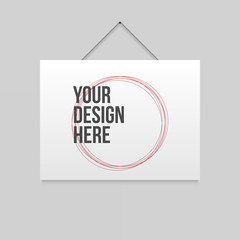 Horizontal hanged Paper Sheet Mockup