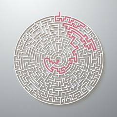 Illustration of Vector Maze Icon. Antique Labyrinth Game Puzzle with Solution