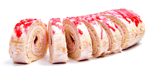 biscuit Swiss roll isolated on white background