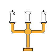 color silhouette image candlestick with base and candles vector illustration