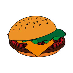 color image cartoon hamburger fast food vector illustration