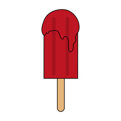 color image cartoon red ice cream lollipops on wooden stick vector illustration
